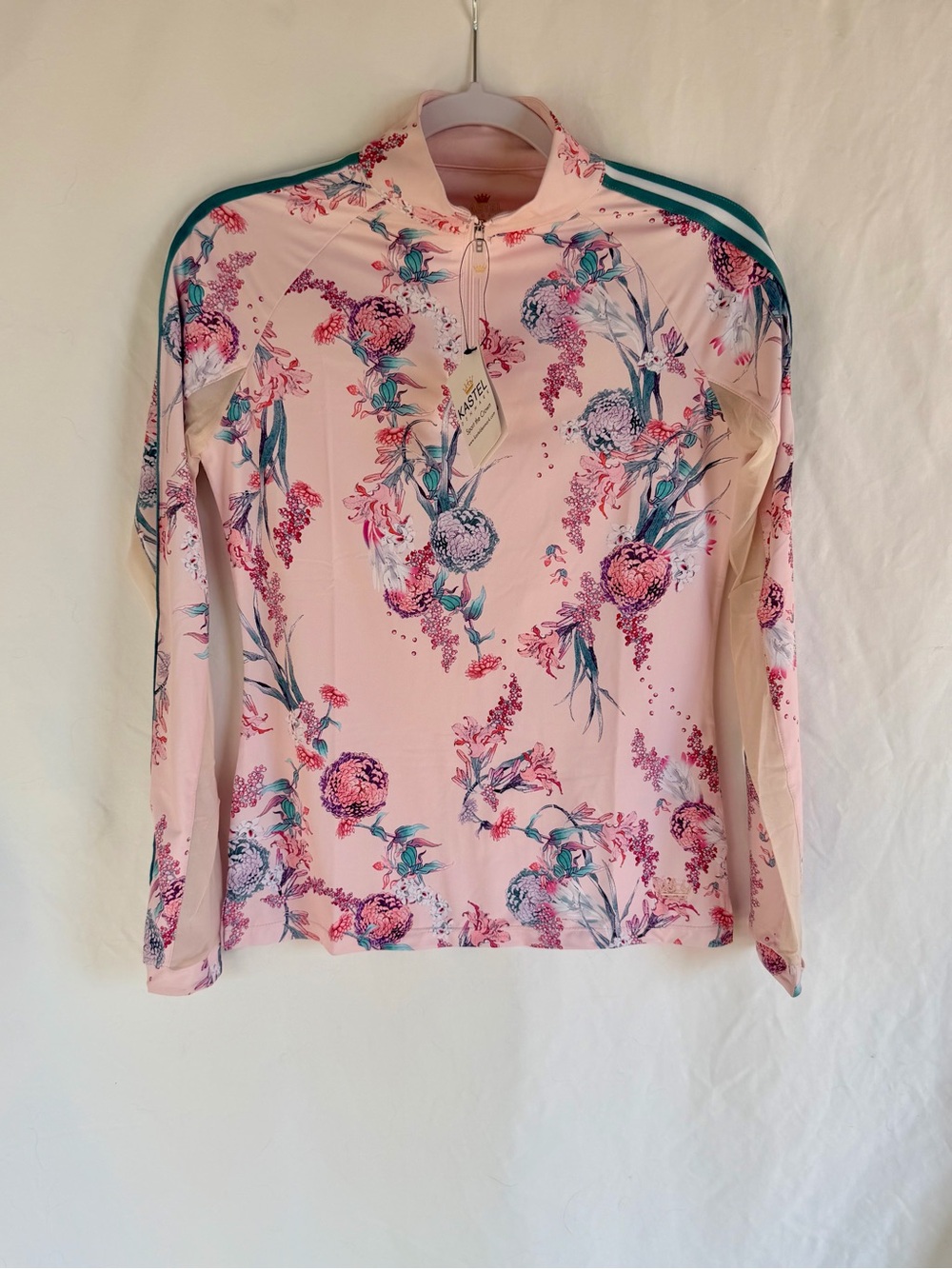 NWT - Floral Pink Long-Sleeve Zip Neck Performance Top